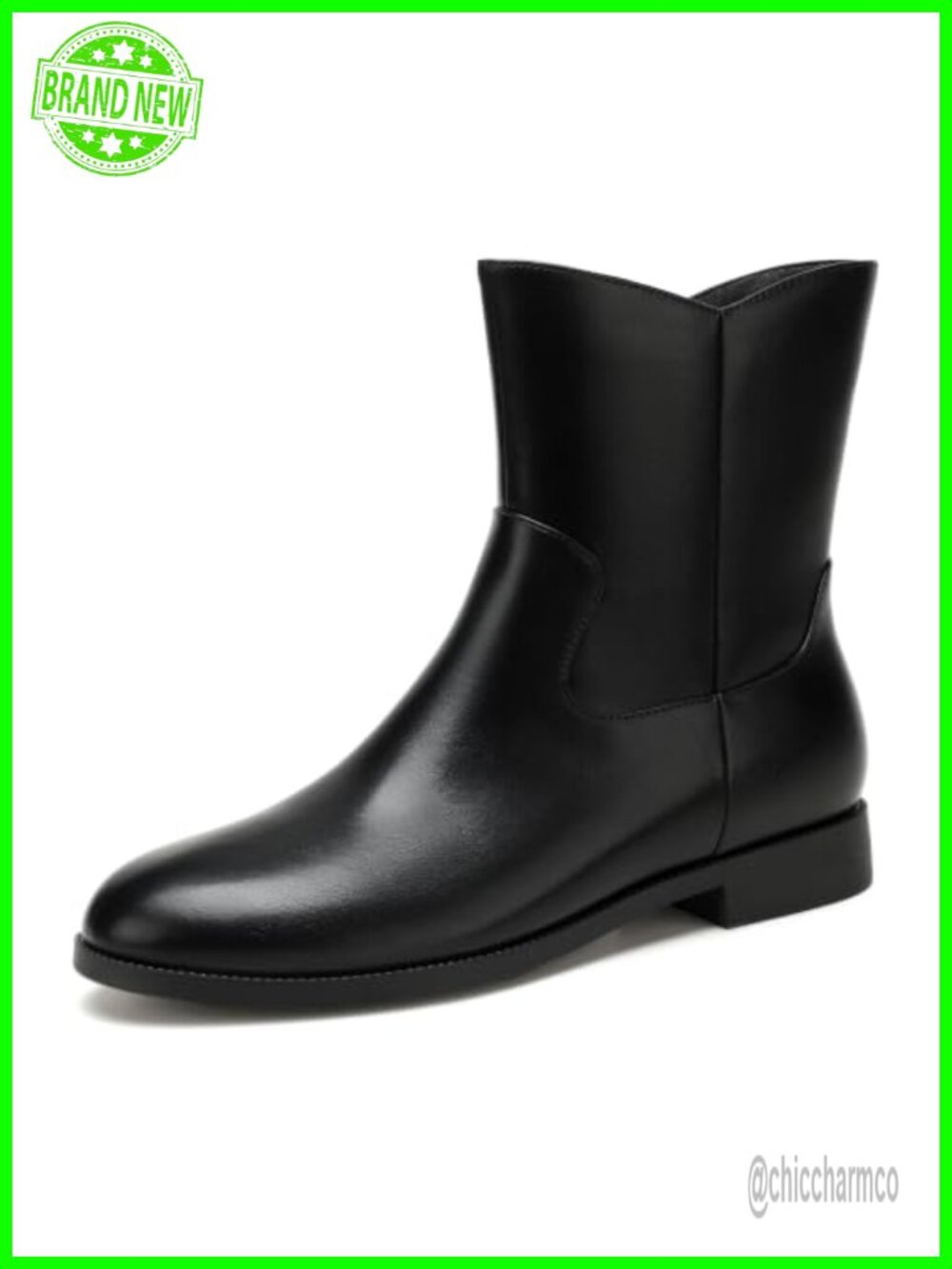 IDIFU Women's Flat Ankle Boots Stacked Low Heel Zip Booties